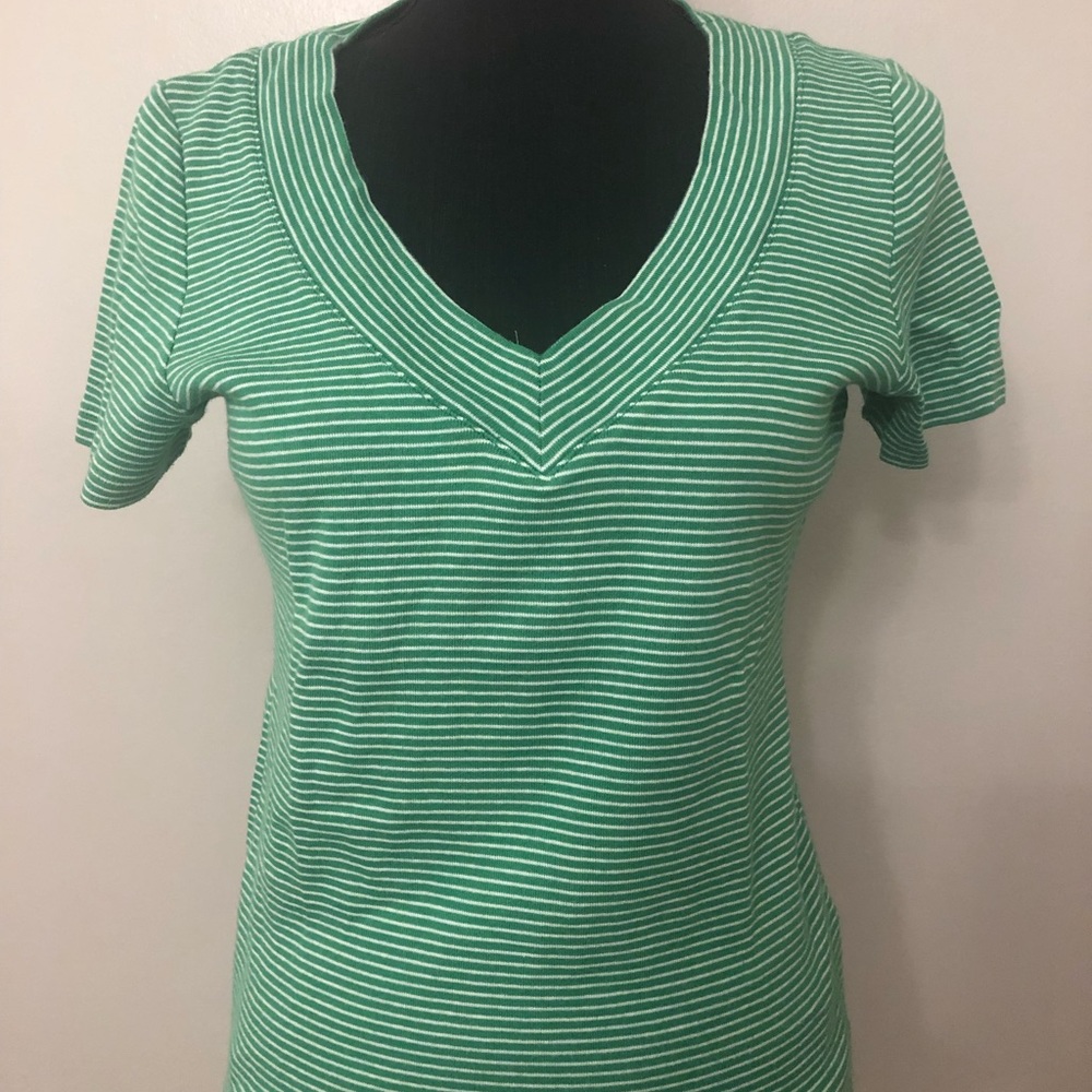 Rafaella Top Cotton Green White Med